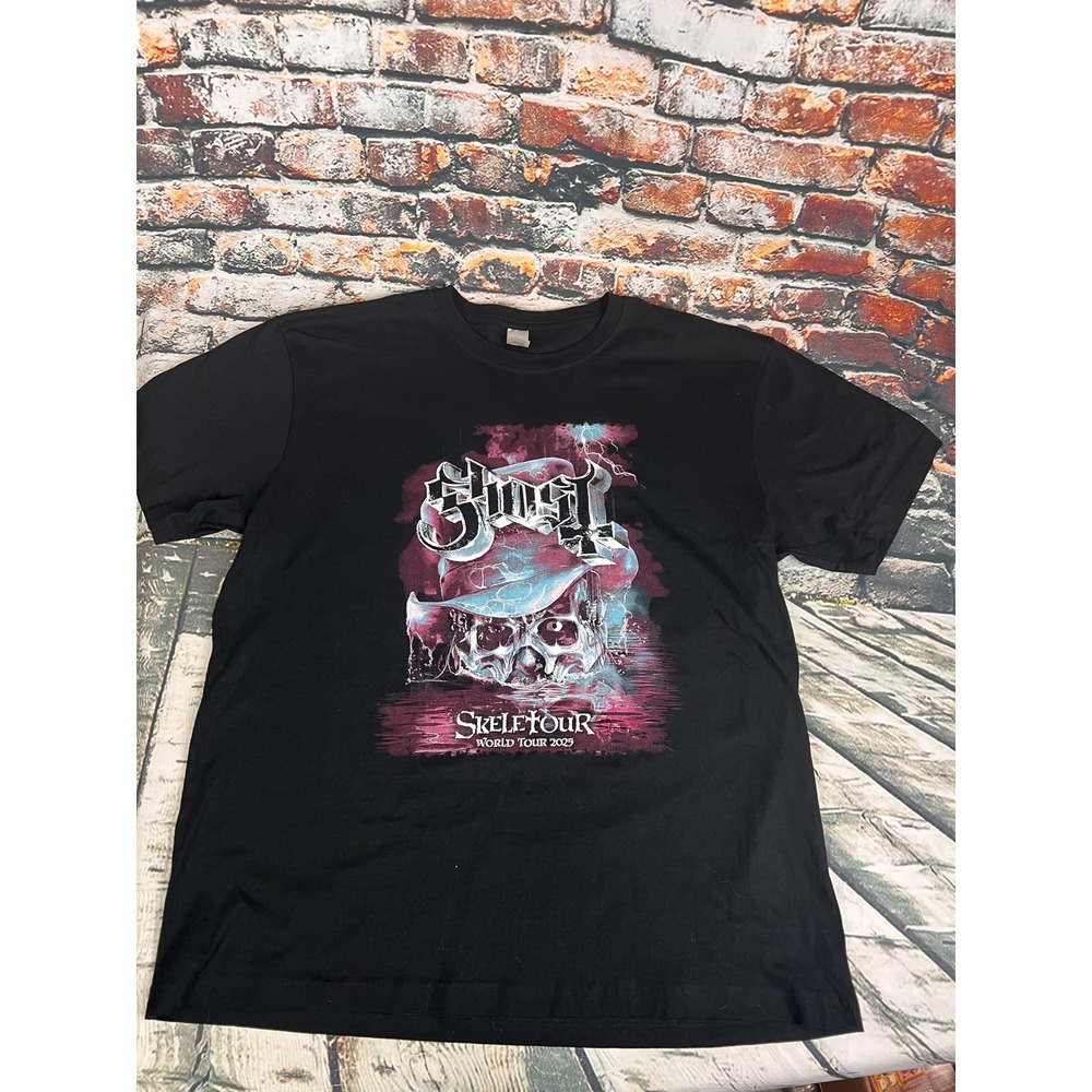 Ghost Band SKELETOUR World Tour 2025 Black Graphic T-Shirt Mens 2XL Skull Print